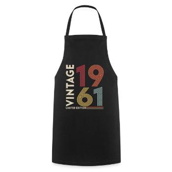 Oldtimer Year 1961 Birthday Saying - Cooking Apron - black - Front - AI Model Male 185 dark (185cm)