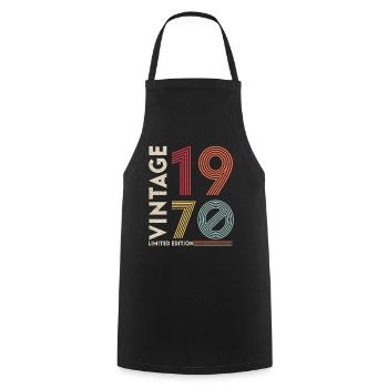 1970 Birthday Retro Vintage born in 1970 - Cooking Apron - black - Front - AI Model Male 185 dark (185cm)