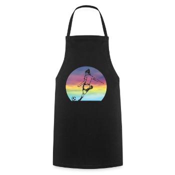 Women's Soccer Silhouette Retro Sunset Girls - Cooking Apron - black - Front - AI Model Male 185 dark (185cm)