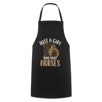 Juste une fille qui aime les chevaux Tournesol Cheval mignon - Tablier de cuisine - noir - Devant - AI Model Male 185 dark (185cm)