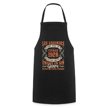 MILLÉSIME FÉVRIER 1928 ÉDITION LIMITÉE - Tablier de cuisine - noir - Devant - AI Model Male 185 dark (185cm)
