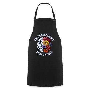 Célébrez les esprits de toutes sortes Neurodiversité Autisme - Tablier de cuisine - noir - Devant - AI Model Male 185 dark (185cm)