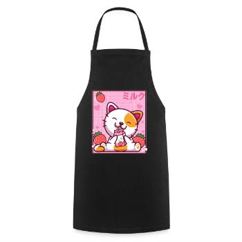 Kawaii Kätzchen Nette Katze Erdbeermilch Shake - Kochschürze - Schwarz - Vorne - AI Model Male 185 dark (185cm)
