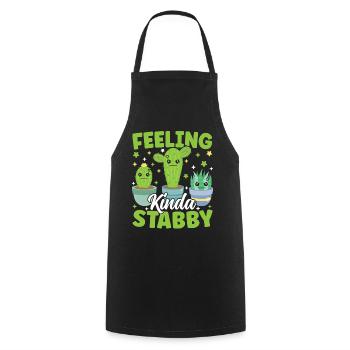Feeling Kinda Stabby Funny Cactus Pun Succulent - Cooking Apron - black - Front - AI Model Male 185 dark (185cm)