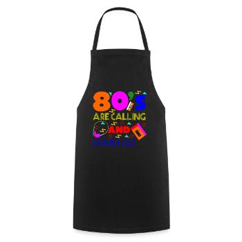 80er 1980 Party Disco Vintage 80s - Kochschürze - Schwarz - Vorne - AI Model Male 185 dark (185cm)