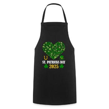 St Patricks Day Accessories Ireland Shamrock Decoration - Cooking Apron - black - Front - AI Model Male 185 dark (185cm)