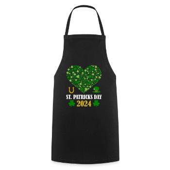 St Patricks Day Accessories Ireland Shamrock Decoration - Cooking Apron - black - Front - AI Model Male 185 dark (185cm)
