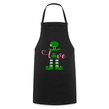 Accessoires de la Saint-Patrick Irlande Trèfle Décoration - Tablier de cuisine - noir - Devant - AI Model Male 185 dark (185cm)