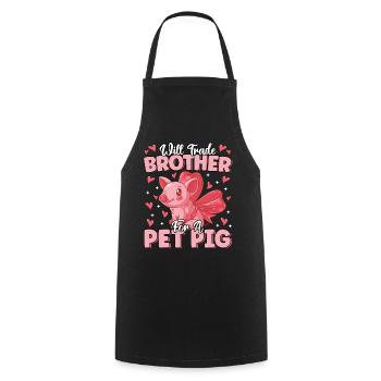 Échangera son frère contre un cochon de compagnie mignon fermier drôle - Tablier de cuisine - noir - Devant - AI Model Male 185 dark (185cm)