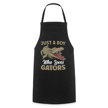 Just A Boy Who Loves Alligators Reptile Alligator - Cooking Apron - black - Front - AI Model Male 185 dark (185cm)