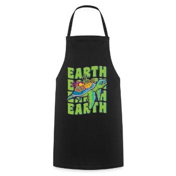 Groovy Jour de la Terre Amoureux des tortues de mer Faune - Tablier de cuisine - noir - Devant - AI Model Male 185 dark (185cm)