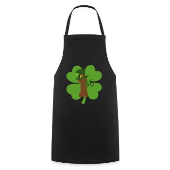 St Patricks Day Accessories Ireland Shamrock Decoration - Cooking Apron - black - Front - AI Model Male 185 dark (185cm)