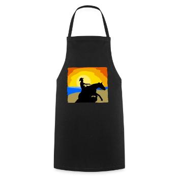 Reining Équitation Plage Western Riding - Tablier de cuisine - noir - Devant - AI Model Male 185 dark (185cm)