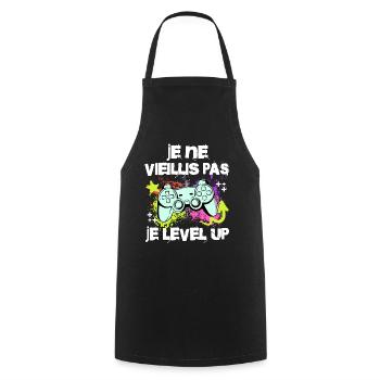Papa Gamer Cadeau Gaming Vintage Jeux Vidéo Geek - Tablier de cuisine - noir - Devant - AI Model Male 185 dark (185cm)