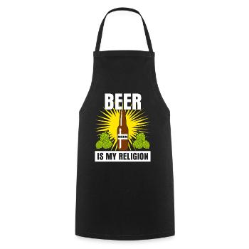 Beer is my Religion - Cooking Apron - black - Front - AI Model Male 185 dark (185cm)