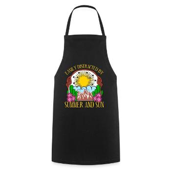 Summer and sun - Cooking Apron - black - Front - AI Model Male 185 dark (185cm)