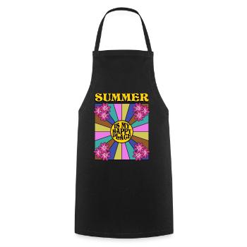 Summer retro sun - Cooking Apron - black - Front - AI Model Male 185 dark (185cm)
