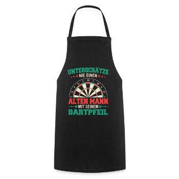 Dart Darts Dartspieler Dartsport - Kochschürze - Schwarz - Vorne - AI Model Male 185 dark (185cm)