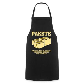 Paketzusteller Paket Paketbote Pakete - Kochschürze - Schwarz - Vorne - AI Model Male 185 dark (185cm)