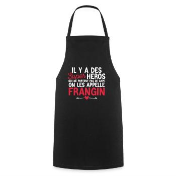 Super Héros Sans Cape - Frangin - Tablier de cuisine - noir - Devant - AI Model Male 185 dark (185cm)