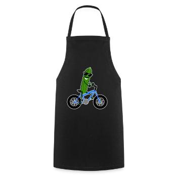 Gurke auf Fahrrad Gurken - Kochschürze - Schwarz - Vorne - AI Model Male 185 dark (185cm)