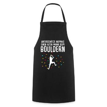 Bouldern Klettern - Kochschürze - Schwarz - Vorne - AI Model Male 185 dark (185cm)