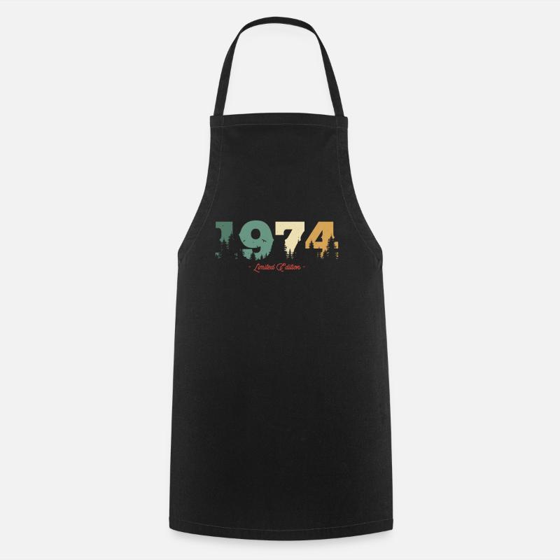 Vintage Birthday Gift Forest 1974 - Cooking Apron - black