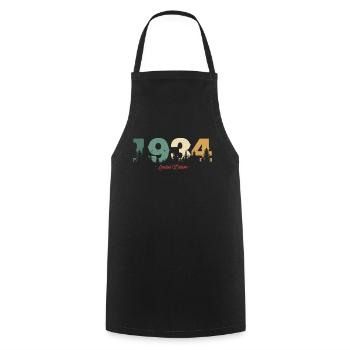 Vintage 1934 Cadeau d’anniversaire - Tablier de cuisine - noir - Devant - AI Model Male 185 dark (185cm)