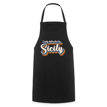 Sizilien Retro Italien Sicilia - Kochschürze - Schwarz - Vorne - AI Model Male 185 dark (185cm)