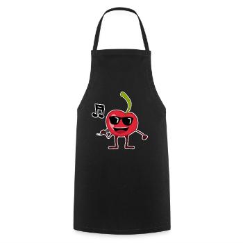 Kirsche singt Musik Kirschen - Kochschürze - Schwarz - Vorne - AI Model Male 185 dark (185cm)