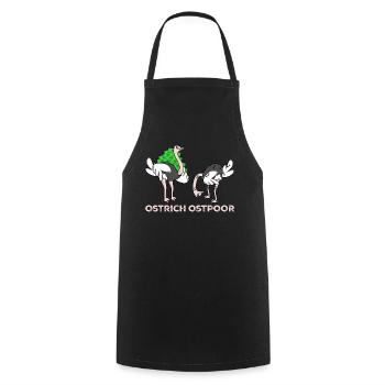 Autruche et autpoor - Tablier de cuisine - noir - Devant - AI Model Male 185 dark (185cm)