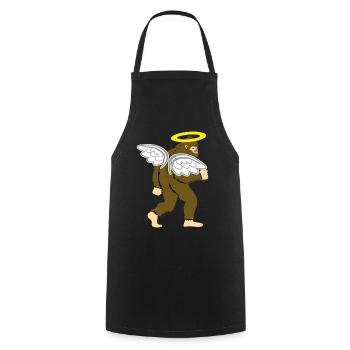 Bigfoot Angel with Halo - Cooking Apron - black - Front - AI Model Male 185 dark (185cm)