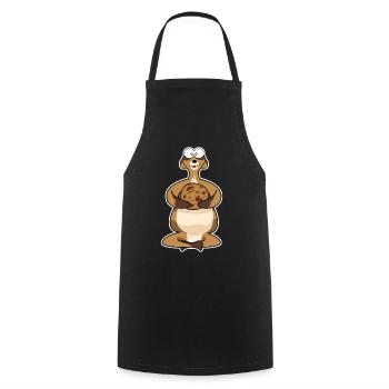 fat meerkat with biscuit - Cooking Apron - black - Front - AI Model Male 185 dark (185cm)