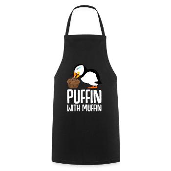 Puffin eats muffin puffins - Cooking Apron - black - Front - AI Model Male 185 dark (185cm)