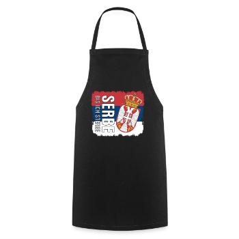 serbische Flagge Serbien Spruch Serbe - Kochschürze - Schwarz - Vorne - AI Model Male 185 dark (185cm)