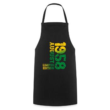 1958 August Limited Edition 65th Birthday Outfit - Cooking Apron - black - Front - AI Model Male 185 dark (185cm)