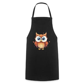 Noctambule Hibou Hibou Oiseau - Tablier de cuisine - noir - Devant - AI Model Male 185 dark (185cm)