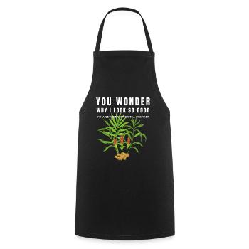 I'M A SECRET GINGER TEA DRINKER Ingwertee Ingwer - Cooking Apron - black - Front - AI Model Male 185 dark (185cm)