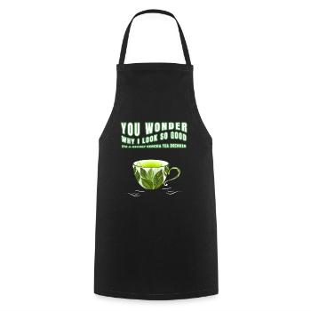 I'M A SECRET SENCHA TEA DRINKER SENCHATEE TEE - Cooking Apron - black - Front - AI Model Male 185 dark (185cm)