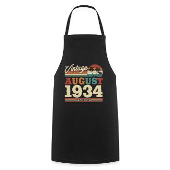 Cadeau d’anniversaire vintage août 1934 - Tablier de cuisine - noir - Devant - AI Model Male 185 dark (185cm)