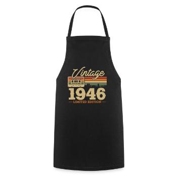 Cadeau d’anniversaire vintage 1946 77/78 J. - Tablier de cuisine - noir - Devant - AI Model Male 185 dark (185cm)