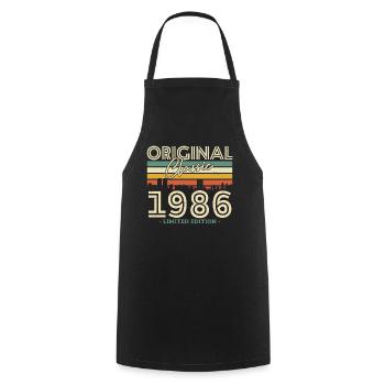 Cadeau Vintage 1986 - 37/38ème anniversaire - Tablier de cuisine - noir - Devant - AI Model Male 185 dark (185cm)