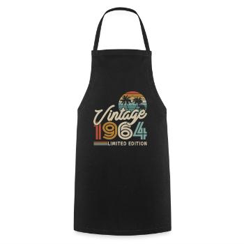 Vintage 1964 Cadeau d’anniversaire - Tablier de cuisine - noir - Devant - AI Model Male 185 dark (185cm)