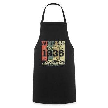 Année d’anniversaire du millésime original 1936 - Tablier de cuisine - noir - Devant - AI Model Male 185 dark (185cm)