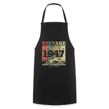 Original 1947 Vintage Birthday Year - Cooking Apron - black - Front - AI Model Male 185 dark (185cm)