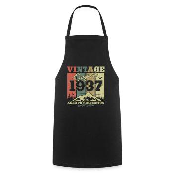 Original 1937 Vintage Birthday Retro - Cooking Apron - black - Front - AI Model Male 185 dark (185cm)