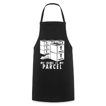 Paketzusteller Paket Paketbote - Kochschürze - Schwarz - Vorne - AI Model Male 185 dark (185cm)