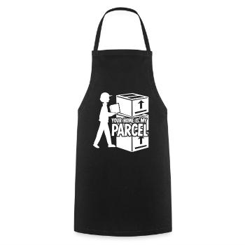Paketzusteller Paketbote Postzusteller - Kochschürze - Schwarz - Vorne - AI Model Male 185 dark (185cm)