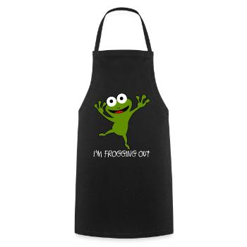 Grenouille Je flippe les grenouilles - Tablier de cuisine - noir - Devant - AI Model Male 185 dark (185cm)