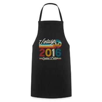 Vintage Birthday Gift 2016, 7/8 years - Cooking Apron - black - Front - AI Model Male 185 dark (185cm)